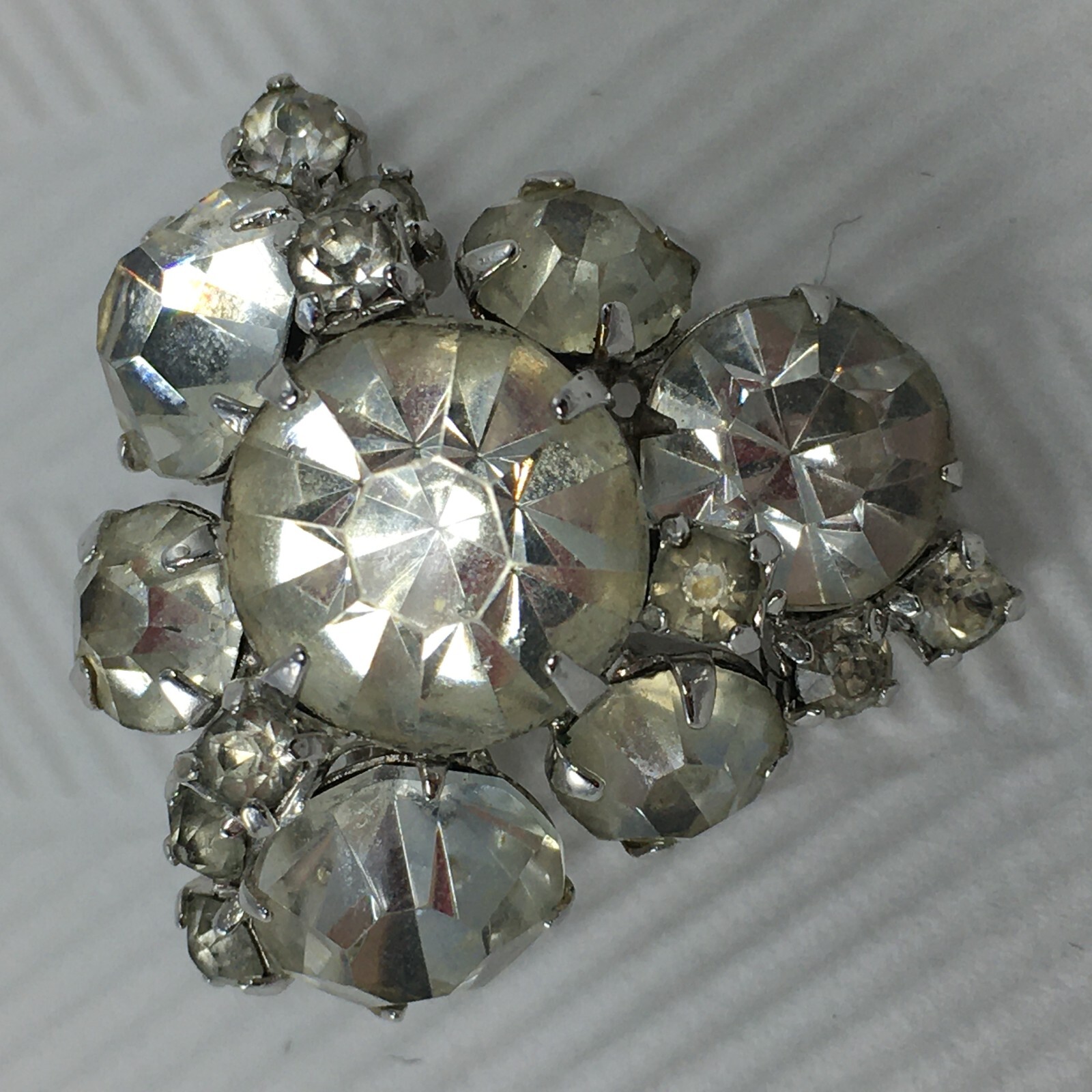 Clear Rhinestone Triangular Triangle Silver Tone … - image 12