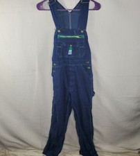 Vintage 90s Liberty Carpenter Dungaree Dark Wash Overalls w/ Green Trim 25x30