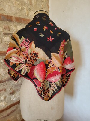 Foulard en satin de soie vintage scarf - 80 cm x 80cm