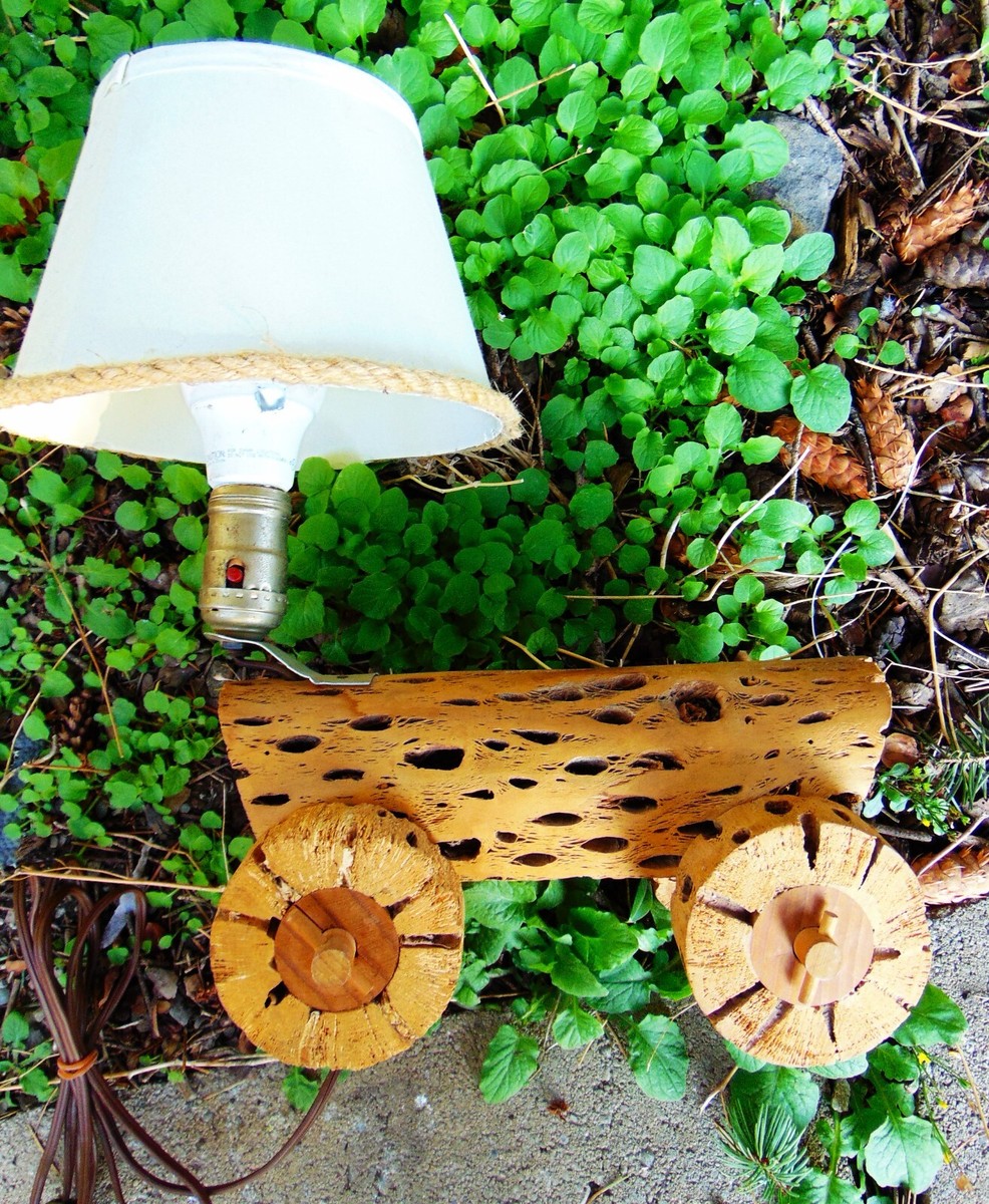 サボテンランプSTAR CACTUS LAMPS VINTAGE BEAUTIFUL 1940's WESTERN CHOLLA CACTUS WAGON LAMP~ 10