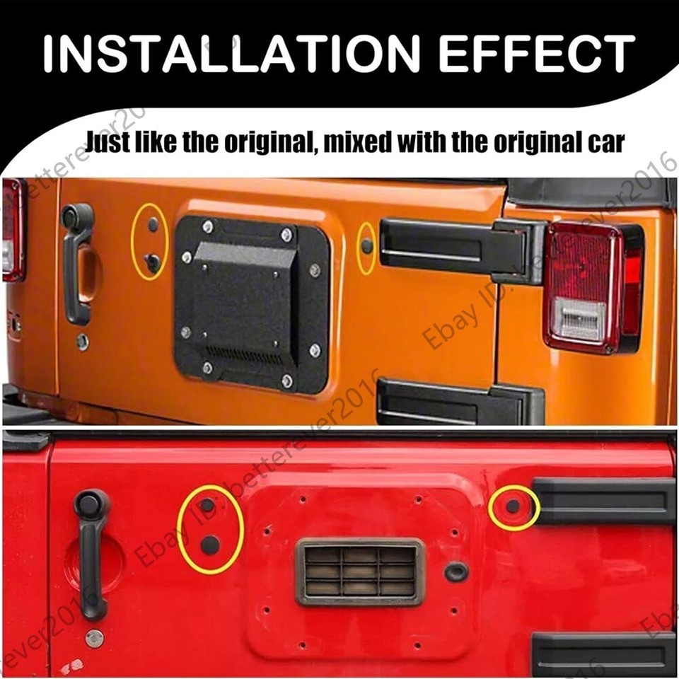 Jeep Wrangler JK 2007-2018 Tailgate Plug Set - Tire Carrier Delete "Tramp Stamp" Cover 11 thumbnail image