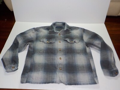 Abercrombie Fitch Plaid Heavy Flannel Shirt Jacket Shacket Gray Mens  Large