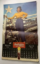 1944 Dr Pepper Soda Calendar Page Sign Starlet Poni Adams Girl Archery Original