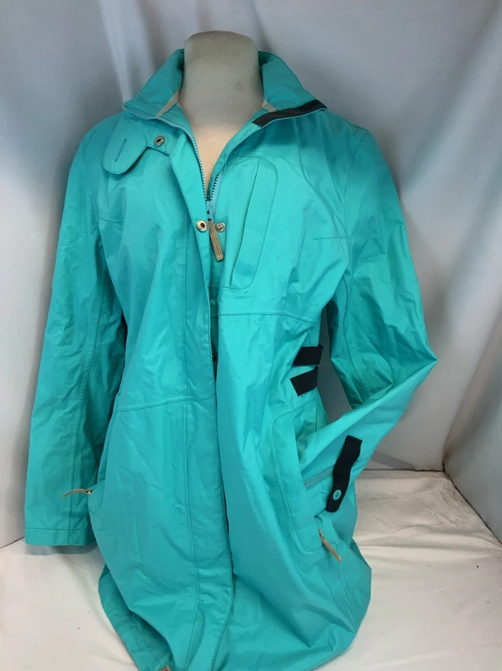 Merrell Long Jacket L Women Bright Blue Nylon Snaps Full Zip Lined YGI I1-172 - Image 2 of 4