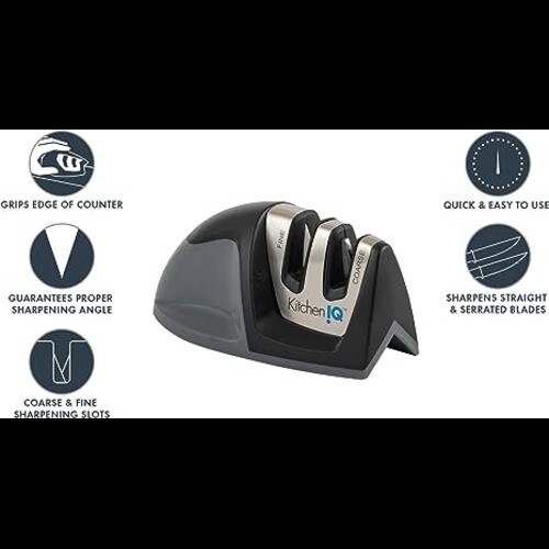 KitchenIQ 50009 Edge Grip 2Stage Knife Sharpener, Black, Coarse & Fine