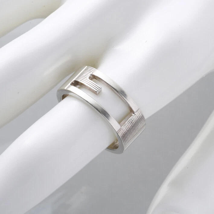 S8265M Authentic GUCCI G-Mark SV925 Silver Ring US Size 7.5 - 8.0