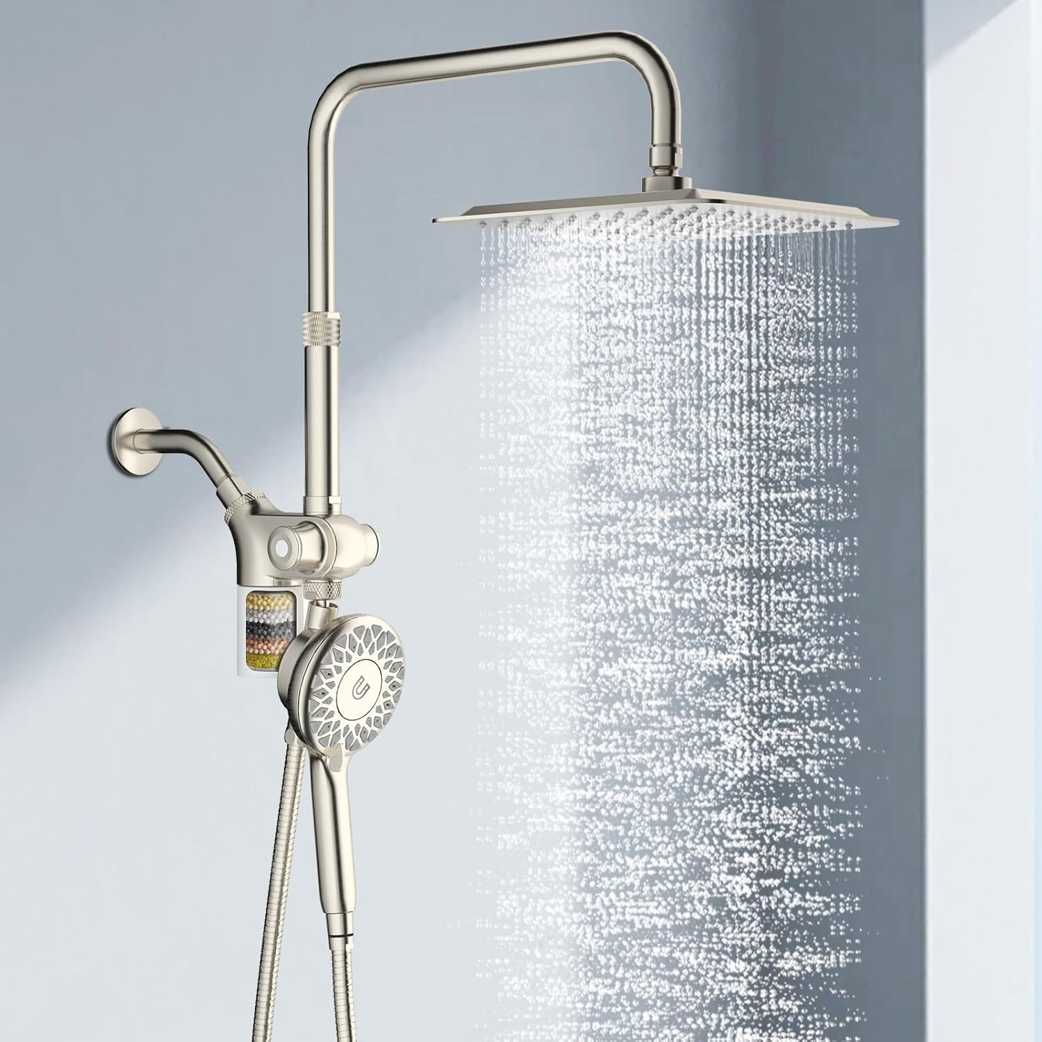 Dual Shower Head Combo with Handheld Spray & Magnetic Filter