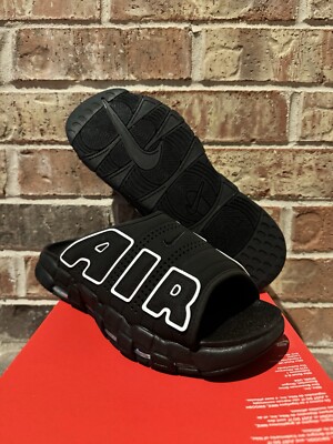 New 12 Nike Air More Uptempo OG Slides Black White Sandals DV2137-001 Men's