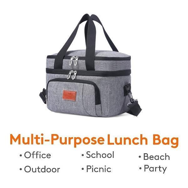WATER-RESISTANT COOL BAG INSULATED LUNCH LEAKPROOF COMPARTMENT COOL/HOT BAG  10L