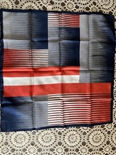 Vintage 20.5" Sq Scarf Polyes Italian Square Red White Blue Strps Italy Trevira