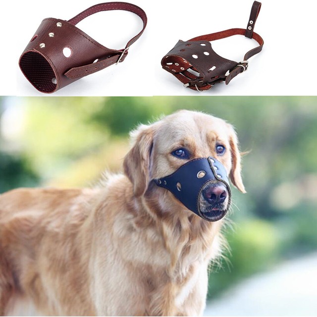 New Adjustable Antibiting Dog Muzzle Leather Safety Pet Supplies No