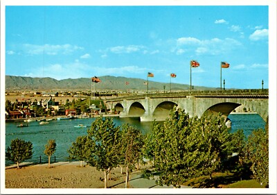 London Bridge Lake Havasu City, Arizona Postcard US Flags