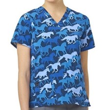Carhartt Force Women  s Blue Horse Run 5-Pocket Stretch V-Neck Scrub Top Size S