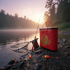Collapsible Live Catch Container Comfort Grip Handle Foldable Fishing Container