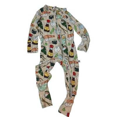 Bums & Roses On A Seafood Diet Footie Natural Bamboo Size 3-6 months