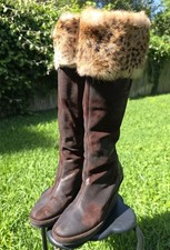 DONALD PLINER WESTERN COUTURE  BROWN SUEDE LEOPARD  10 Zipper Pull Missing 