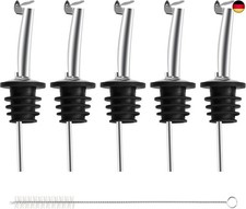 Incutex 5x Flaschenausgießer aus Edelstahl und 1x Reinigungsbürste, F
