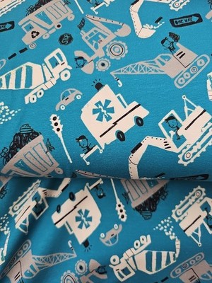 Loaders Dump Trucks BT yard 36 x 60 Cotton Lycra Tshirt Knit Stoff Great Stretch