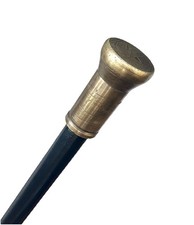 Vintage Brass Weighted Top Black Wood Fighting Swagger Knob Walking Stick Cane