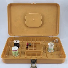 Wil-hold Wilson Manufacturing Thread Bobbin Organizer Sewing Box Yellow Vtg USA