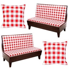 6Pcs Rv Dinette Cushion Covers Checkered Cushion Covers Dinette Booth Seats Red