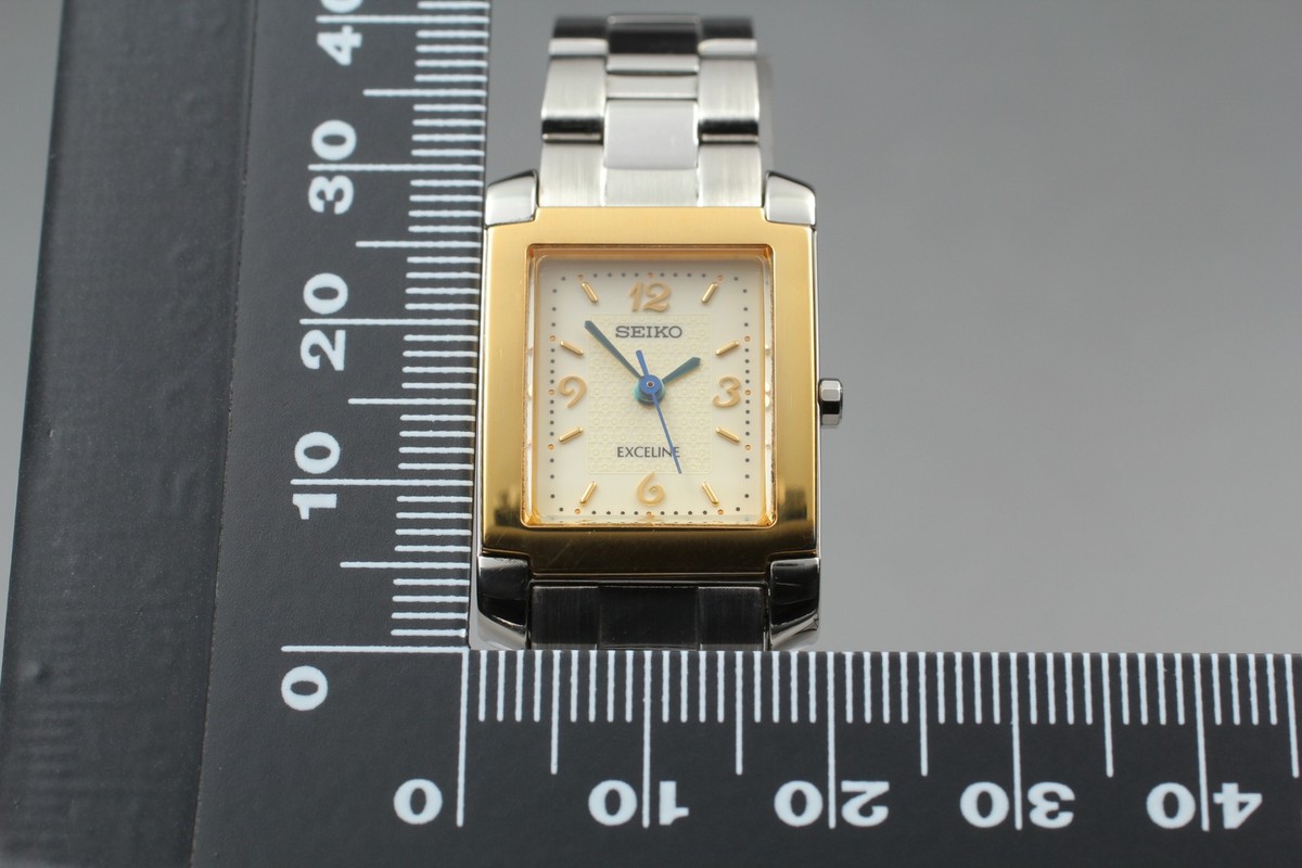 Vintage 1998 Seiko Exceline 1F21-5D70 Tank Two-Tone Quartz Womens
