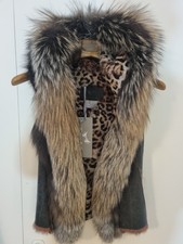 Extravagante KEVANDBELLE Vintage Lederweste mit Echtfell Gr..36 (S) ungetragen