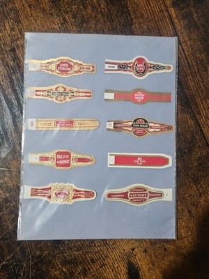 Cigar Labels samples sheet Mid Century Advertising Logos 10 examples Embosed 