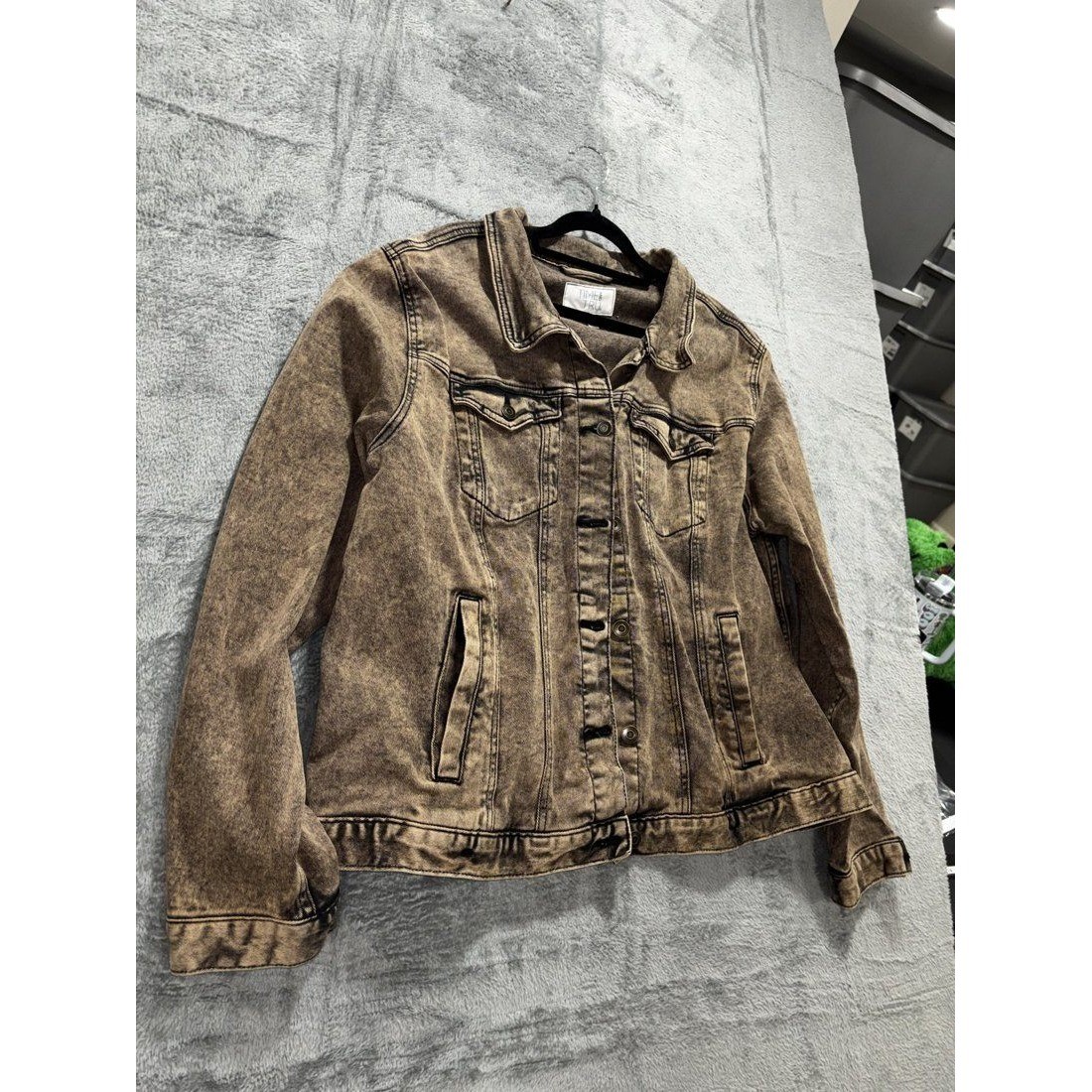 Time and Tru Womens XXXL (22) Brown Acid Wash Denim Jacket Casual | eBay