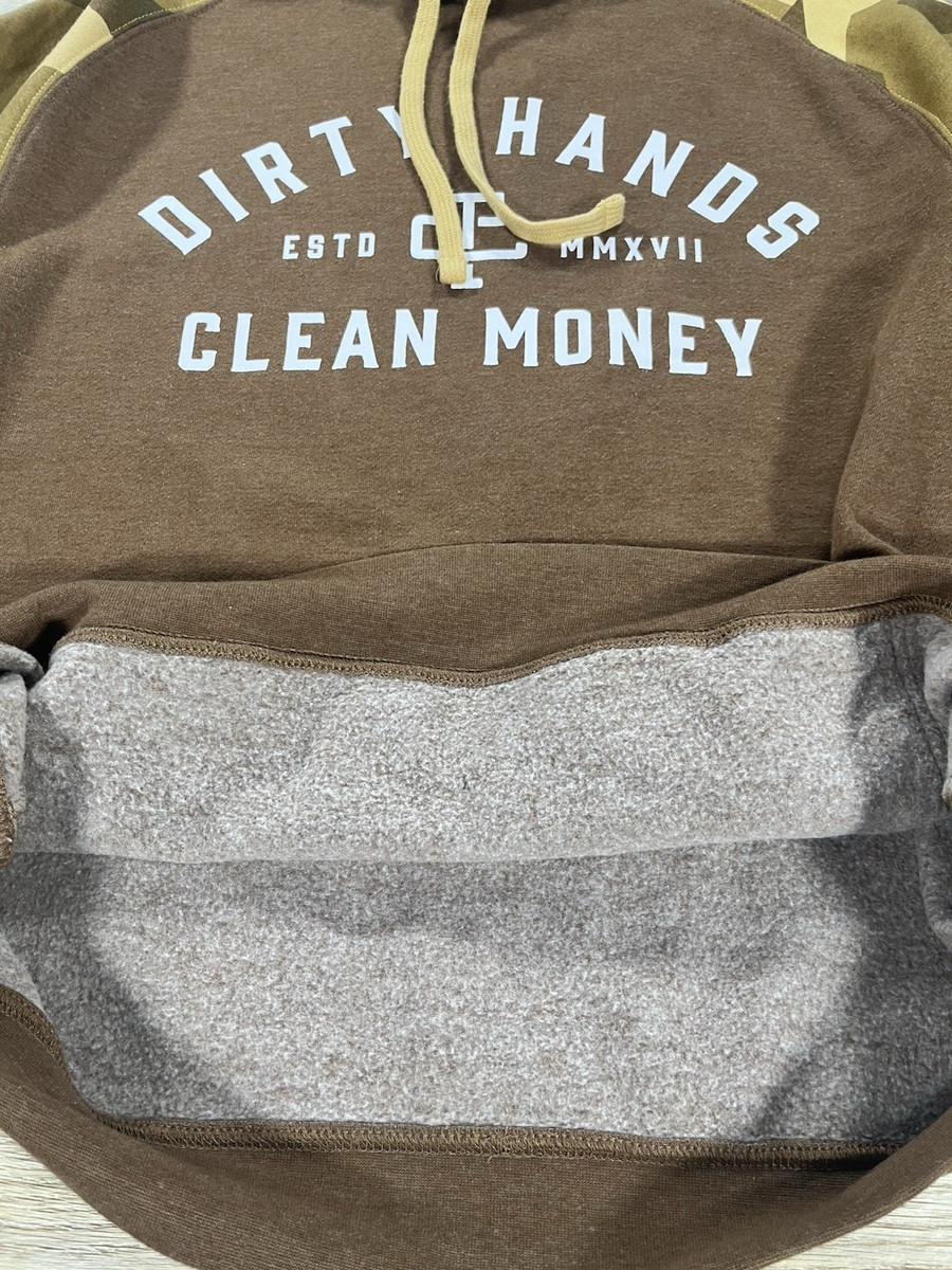 Troll Co Dirty Hands Clean Money Hoodie Brown w/Camo Sleeves/Hoodie Size Medium View 3