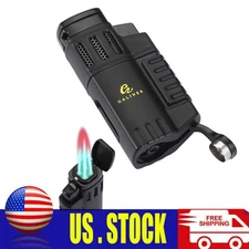 Galiner Pocket Windproof Cigar Lighter Punch Jet 4 Flame Torch Refillable Butane