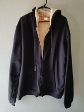 unisex Black Full Zip Sherpa Lined Hoodie w/ ...