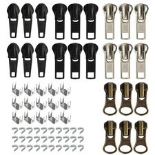 24Pcs 5 7 Zipper Sliders Pull Replacement Repair Kit Black Silver Bronze