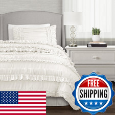 Lush Decor Belle Comforter Twin Xl Size 3 Piece Set White - Twin Dorm Bedding