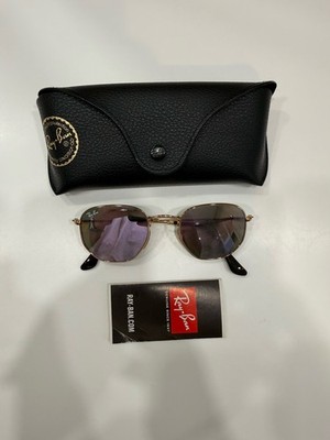 Ray-ban Hexagonal Gold Metal Sunglasses Purple Flash Lenses W/case And Papers