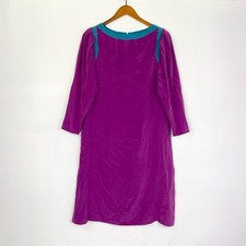 Vintage Flora Kung Silk Tunic Dress Midi Purple Long Sleeve Size 4