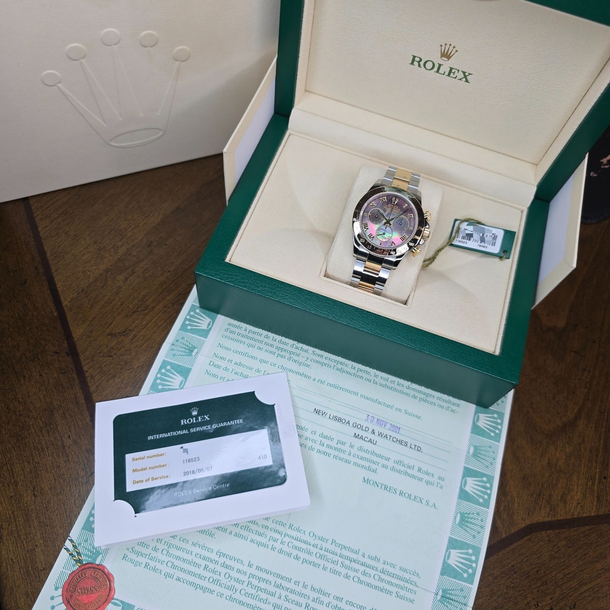 ROLEX DAYTONA 116523 MOTHER OF PEARL DIAL 40MM AUTO 18K YELLOW