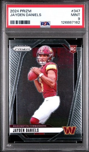 JAYDEN DANIELS 2024 PANINI PRIZM ROOKIE FOOTBALL COMMANDERS RC PSA 9 Mint