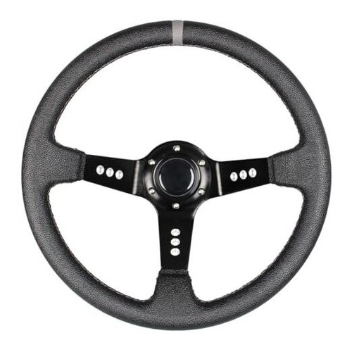 Gray Stripe Racing Steering Wheel Leather Wrapped 13.5" 350mm Drifting Deep
