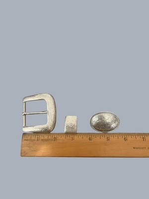 VTG Silver Western Scroll Belt Buckle Concho Lot (14 pcs 