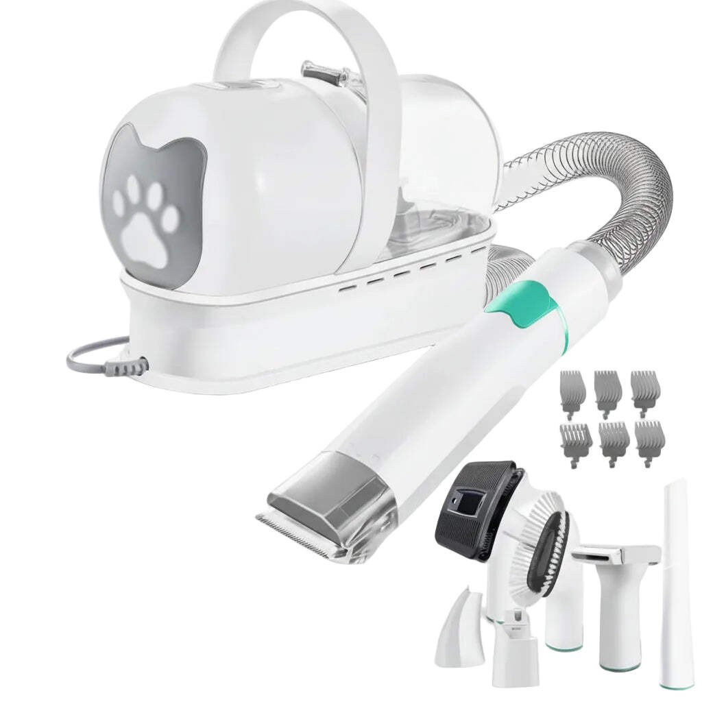 Kit Toelettatura Cani 7 in 1: Aspirapolvere Peli e Tosatrice Professionale