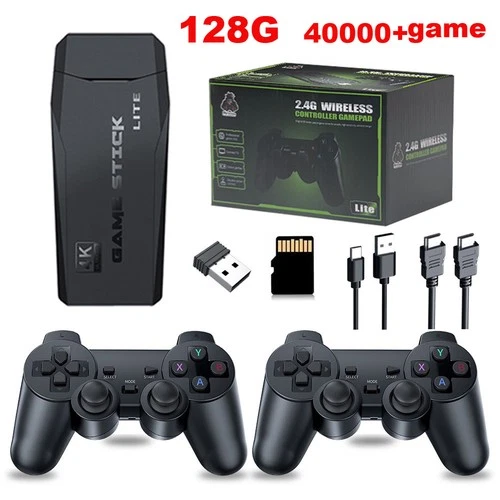 M15 40000+4K HDMI TV Video Game Stick Retro Gaming-Console 2 Wireless Controller - Bild 22 von 24