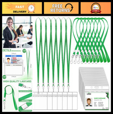 100 Sets Name Tag Lanyards with ID Badge Holders - Clear Plastic Horizontal Neck