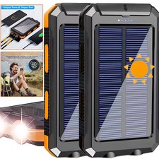 1000000mAh Solar Power Bank Portable Charger w/Flashlight/Compass For Cell Phone