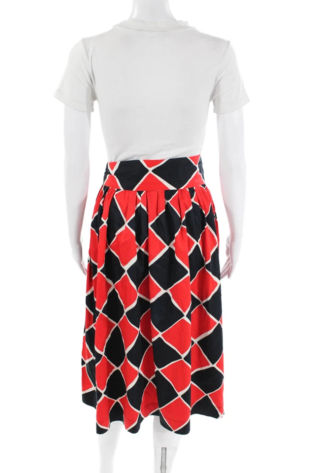 Saint Laurent Womens Geometric Print A Line Maxi Skirt Black Red Size EUR 40 - Image 3 of 4
