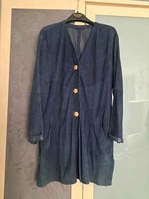 Blaue Wildlederjacke für Damen Gr.L40 A-A 60 Länge 90 Von Christ  German Leather