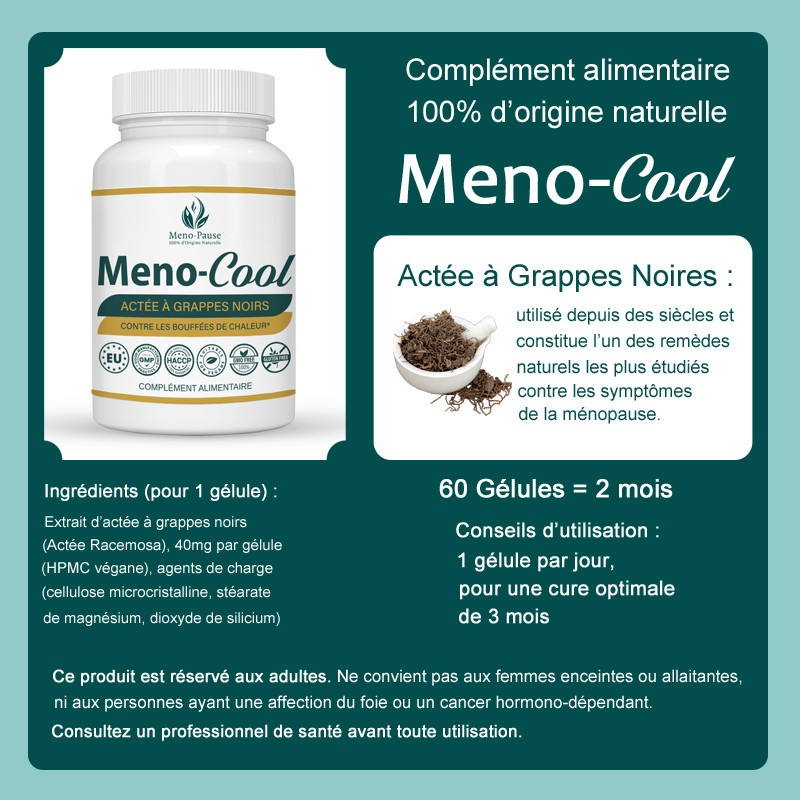 Complément ménopause naturel Meno-Cool bouffées de chaleur sueurs nocturnes