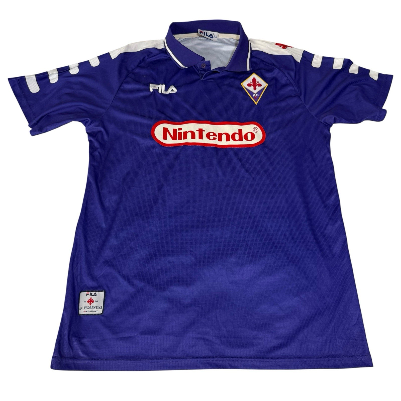 Vintage Jersey Fiorentina Nintendo 98-99 Retro Home Kit Soccer pre-owned 2XL