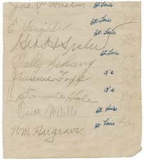 1926 St Louis Browns Philadelphia As Signed Sheet Jimmie Foxx Sisler BAS PSA/DNA