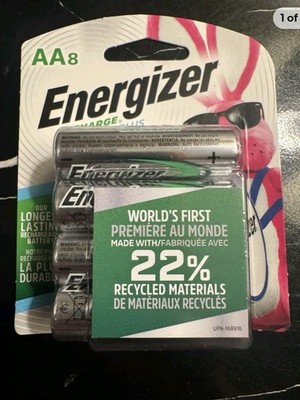 Energizer AA Rechargeable Batteries NiMH 1.2V 2300mAh 8-Pack Up to 12 Year Life